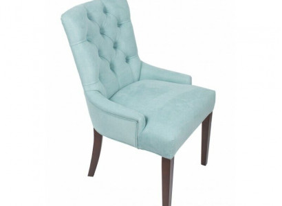 Light blue set of 4 designer Chesterfield upholstered chairs